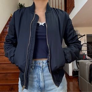 Navy Blue Topshop Bomber Jacket